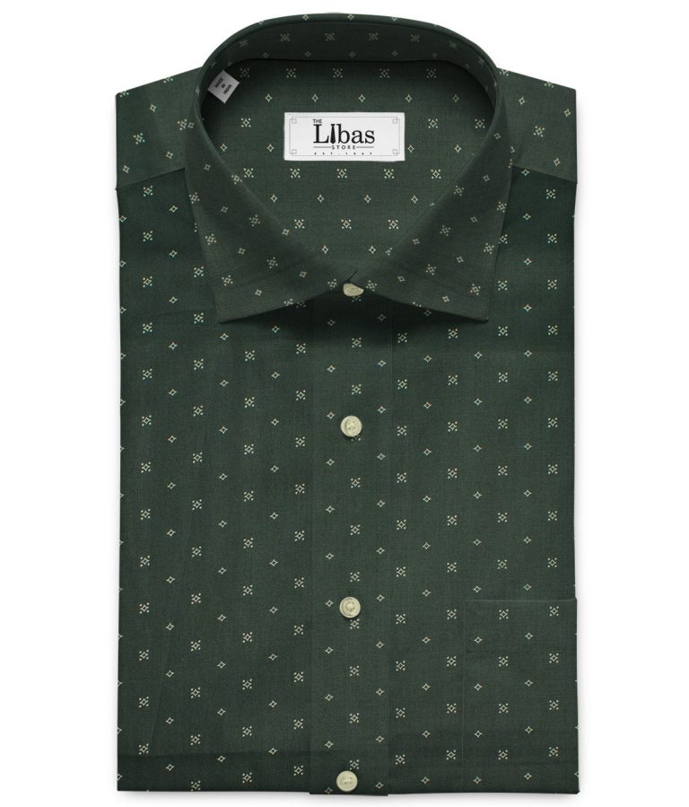 Cotton Universe Men's Premium Cotton Printed  Unstitched Shirting Fabric (Dark Sea Green)