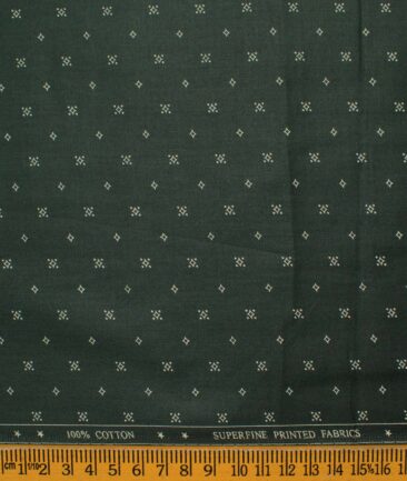Cotton Universe Men's Premium Cotton Printed  Unstitched Shirting Fabric (Dark Sea Green)