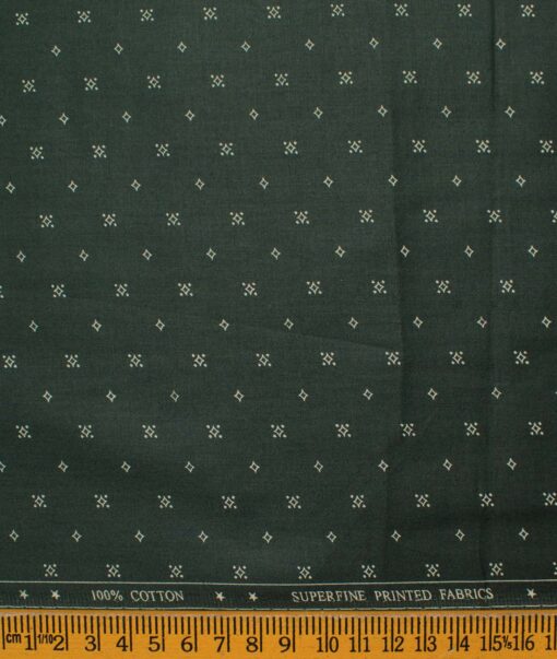 Cotton Universe Men's Premium Cotton Printed  Unstitched Shirting Fabric (Dark Sea Green)