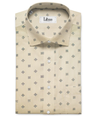 Cotton Universe Men's Premium Cotton Printed Unstitched Shirting Fabric (Oyester Beige)