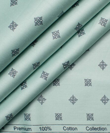 Cotton Universe Men's Premium Cotton Printed  Unstitched Shirting Fabric (Pistachio Green)