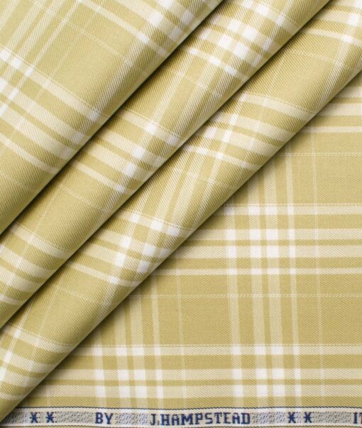 J.Hampstead Men's Giza Cotton Checks  Unstitched Shirting Fabric (Yellow & White)