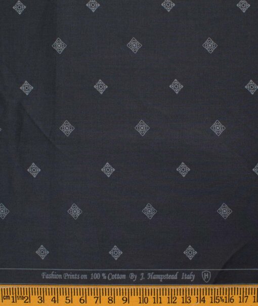 J.Hampstead Men's Premium Cotton Printed  Unstitched Shirting Fabric (Blackish Grey)
