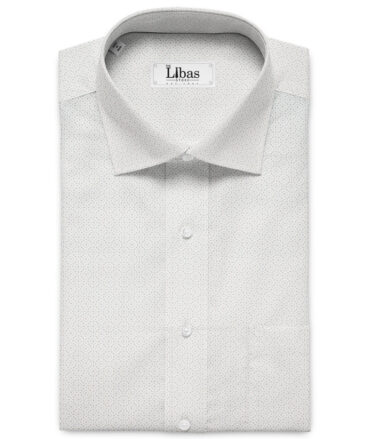 J.Hampstead Men's Premium Cotton Printed Unstitched Shirting Fabric (White & Grey)