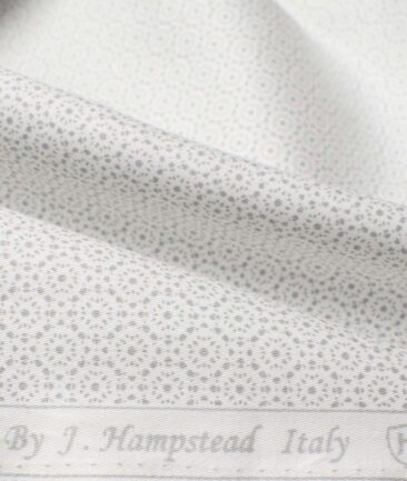 J.Hampstead Men's Premium Cotton Printed  Unstitched Shirting Fabric (White & Grey)