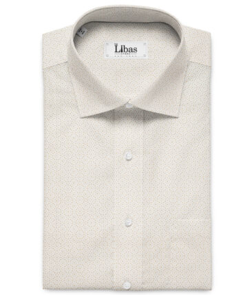 J.Hampstead Men's Premium Cotton Printed  Unstitched Shirting Fabric (White & Brown)
