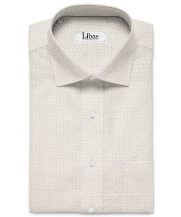 J.Hampstead Men's Premium Cotton Printed Unstitched Shirting Fabric (White & Brown)