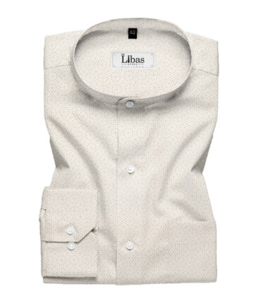 J.Hampstead Men's Premium Cotton Printed  Unstitched Shirting Fabric (White & Brown)