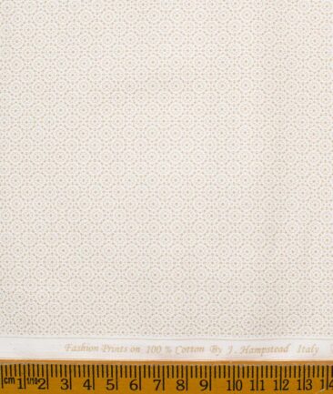 J.Hampstead Men's Premium Cotton Printed  Unstitched Shirting Fabric (White & Brown)
