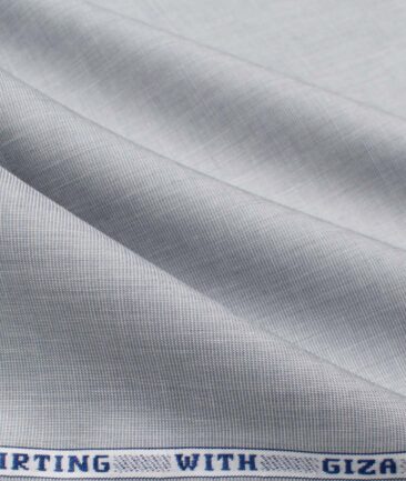 J.Hampstead Men's Giza Cotton Solids  Unstitched Shirting Fabric (Light Grey)