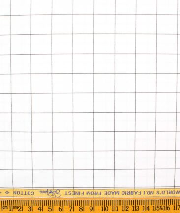 Luthai Men's Supima Cotton Checks  Unstitched Shirting Fabric (White & Black)