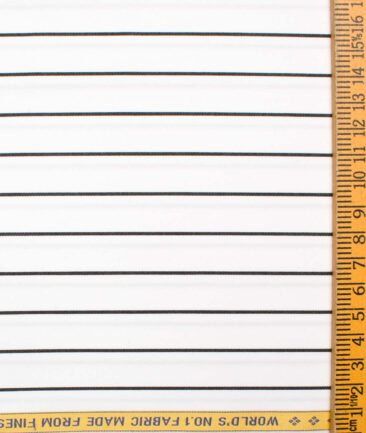 Luthai Men's Supima Cotton Striped  Unstitched Shirting Fabric (White & Black)