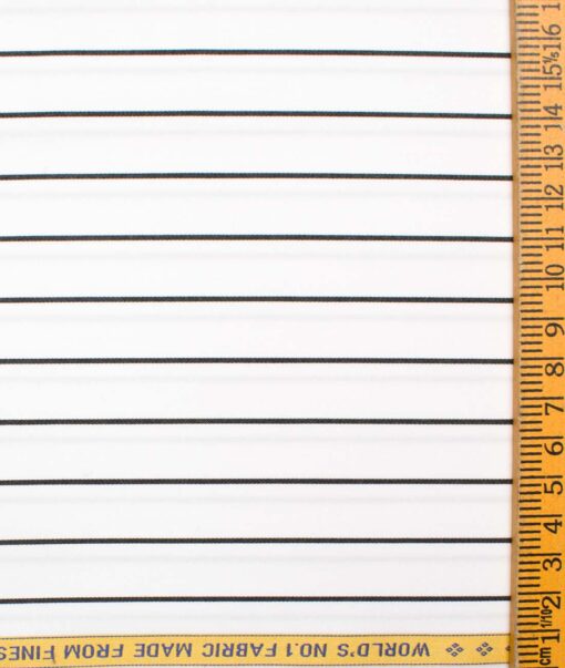 Luthai Men's Supima Cotton Striped  Unstitched Shirting Fabric (White & Black)