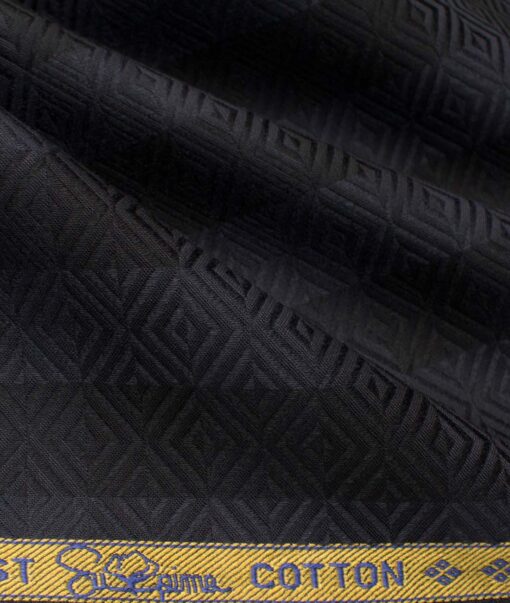 Luthai Men's Supima Cotton Checks  Unstitched Shirting Fabric (Dark Blue & Black)