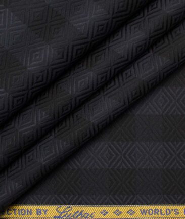 Luthai Men's Supima Cotton Checks  Unstitched Shirting Fabric (Dark Blue & Black)