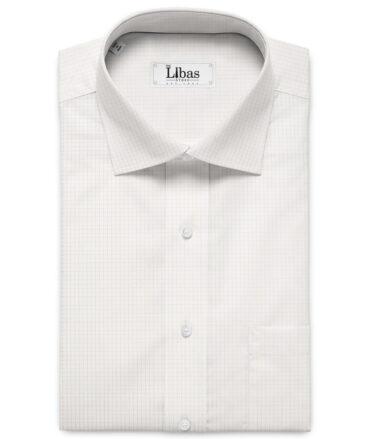 Tessitura Monti Men's Giza Cotton Checks Unstitched Shirting Fabric (White & Beige)