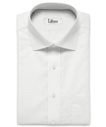 Tessitura Monti Men's Giza Cotton Checks Unstitched Shirting Fabric (White & Green)