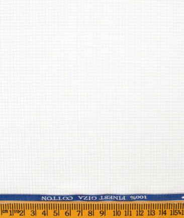 Tessitura Monti Men's Giza Cotton Checks  Unstitched Shirting Fabric (White & Green)