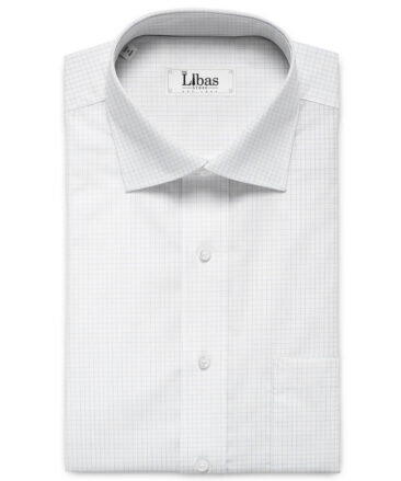 Tessitura Monti Men's Giza Cotton Checks Unstitched Shirting Fabric (White & Grey)