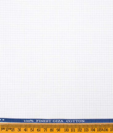 Tessitura Monti Men's Giza Cotton Checks  Unstitched Shirting Fabric (White & Grey)