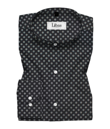 Raymond Men's Giza Cotton Printed  Unstitched Shirting Fabric (Black & White)