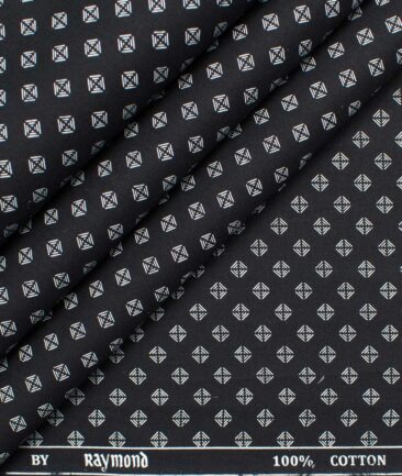 Raymond Men's Giza Cotton Printed  Unstitched Shirting Fabric (Black & White)