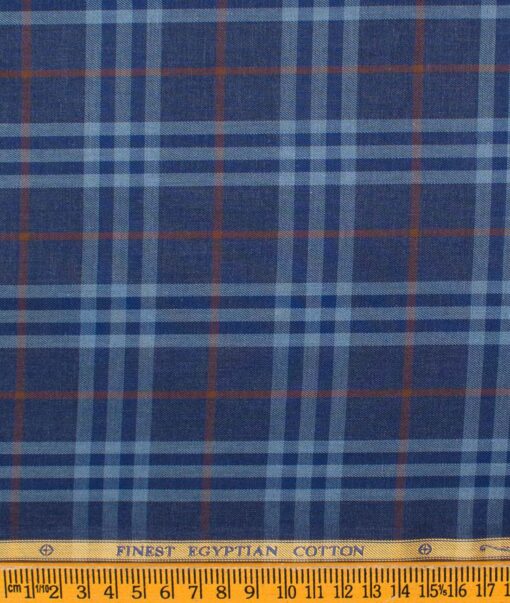 Soktas Men's Giza Cotton Checks  Unstitched Shirting Fabric (Dark Blue)