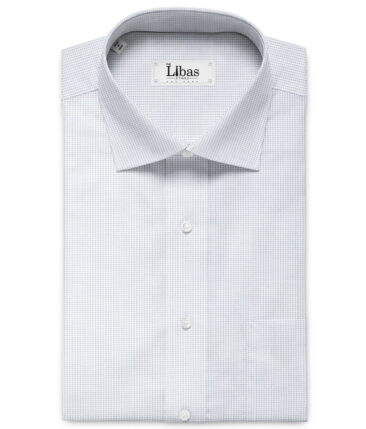 Arvind Men's Premium Cotton Stuctured  Unstitched Shirting Fabric (White & Blue)