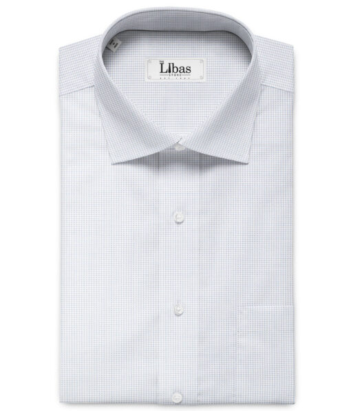 Arvind Men's Premium Cotton Stuctured  Unstitched Shirting Fabric (White & Blue)