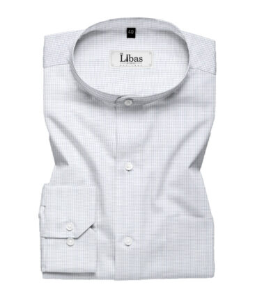 Arvind Men's Premium Cotton Stuctured  Unstitched Shirting Fabric (White & Blue)