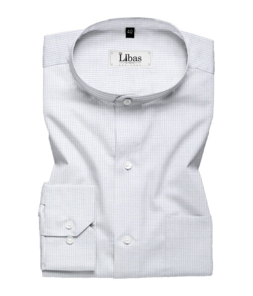 Arvind Men's Premium Cotton Stuctured  Unstitched Shirting Fabric (White & Blue)
