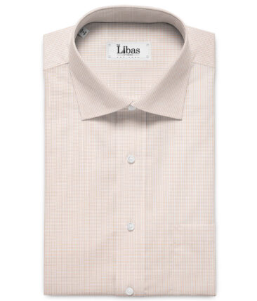 Arvind Men's Premium Cotton Stuctured  Unstitched Shirting Fabric (White & Brown)