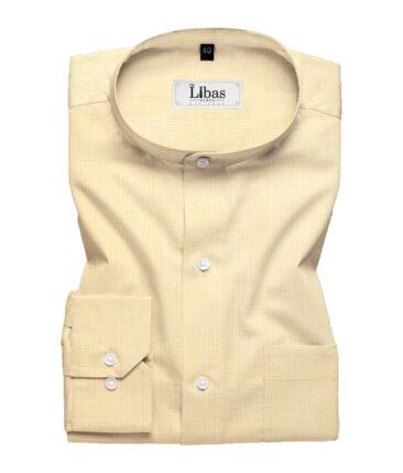 Cadini Men's Premium Cotton Stuctured  Unstitched Shirting Fabric (Yellow)