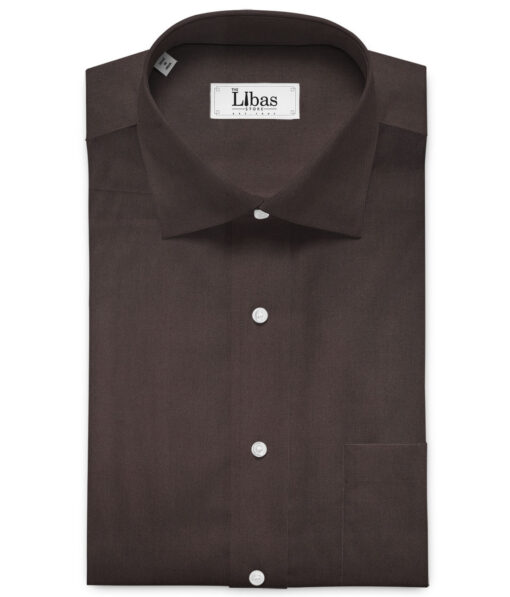 Almonti Men's Luxury Cotton (60's) Solids  Unstitched Shirting Fabric (Dark Brown)