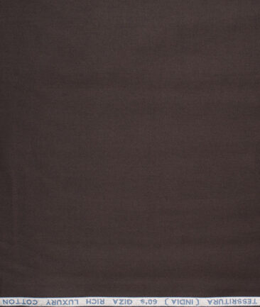 Almonti Men's Luxury Cotton (60's) Solids  Unstitched Shirting Fabric (Dark Brown)