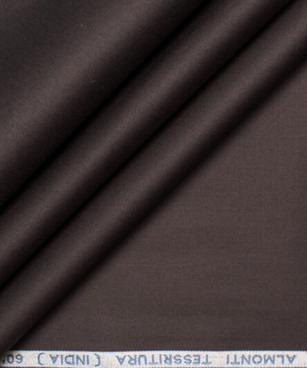 Almonti Men's Luxury Cotton (60's) Solids  Unstitched Shirting Fabric (Dark Brown)