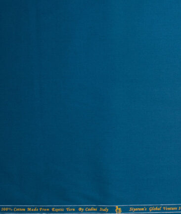 Cadini Men's Pure Cotton Solids  Unstitched Shirting Fabric (Denim Blue)