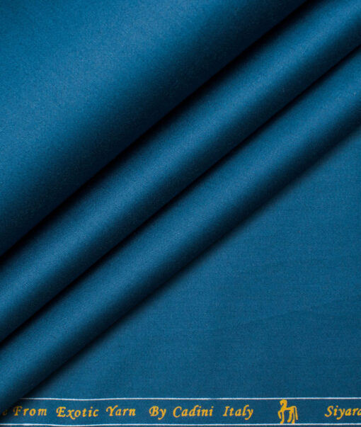Cadini Men's Pure Cotton Solids  Unstitched Shirting Fabric (Denim Blue)