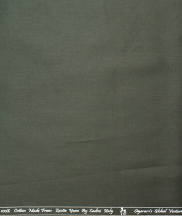 Cadini Men's Pure Cotton Solids  Unstitched Shirting Fabric (Dark Seaweed Green)