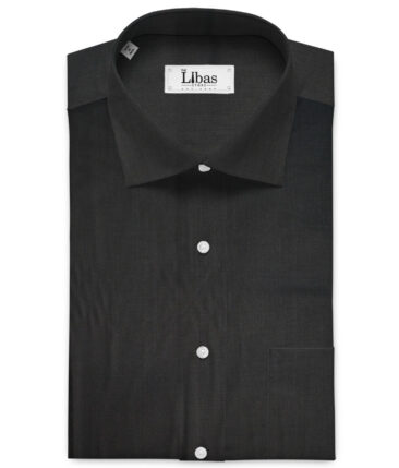 Canetti by Cadini Italy Men's Bamboo Blend Solids  Unstitched Shirting Fabric (Black)