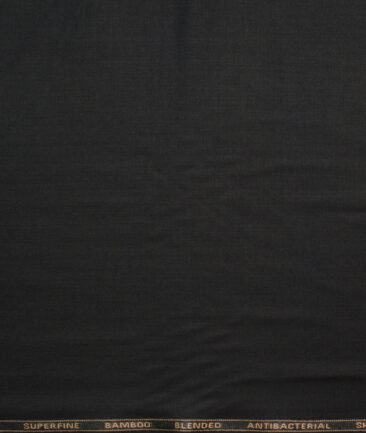 Canetti by Cadini Italy Men's Bamboo Blend Solids  Unstitched Shirting Fabric (Black)