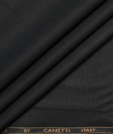 Canetti by Cadini Italy Men's Bamboo Blend Solids  Unstitched Shirting Fabric (Black)