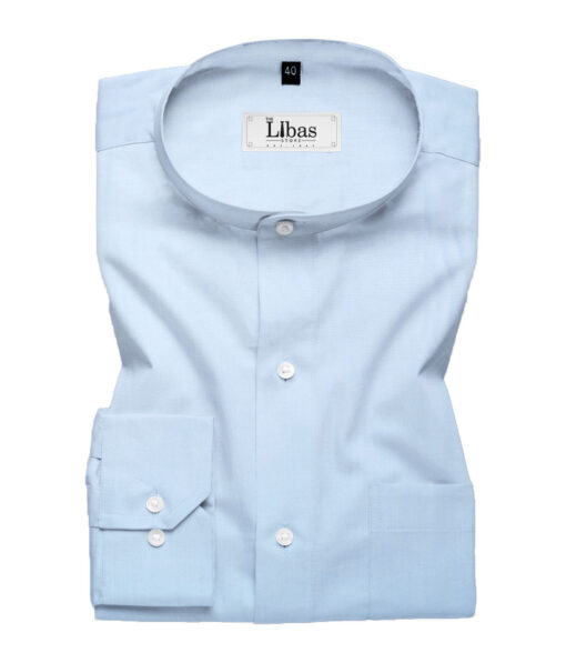 Canetti by Cadini Italy Men's Bamboo Blend Solids  Unstitched Shirting Fabric (Sky Blue)