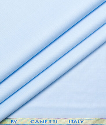 Canetti by Cadini Italy Men's Bamboo Blend Solids  Unstitched Shirting Fabric (Sky Blue)