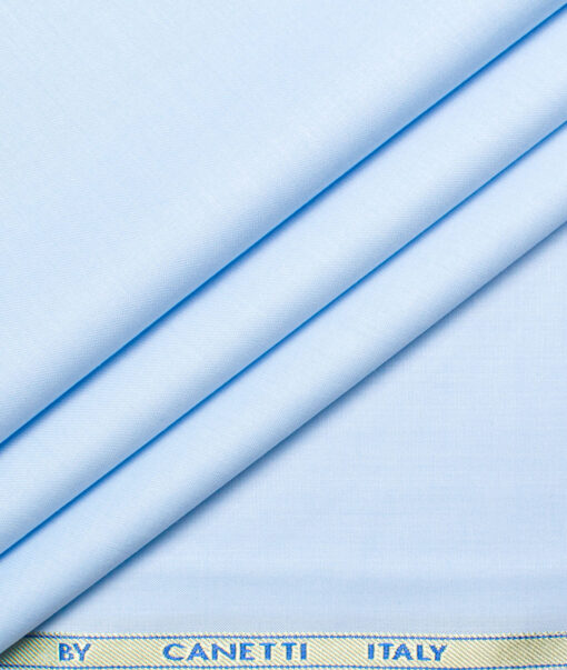 Canetti by Cadini Italy Men's Bamboo Blend Solids  Unstitched Shirting Fabric (Sky Blue)