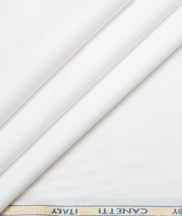 Canetti by Cadini Italy Men's Bamboo Blend Solids  Unstitched Shirting Fabric (White)