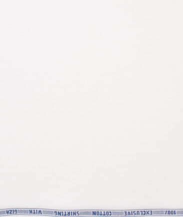 J.Hampstead Men's Giza Cotton Striped  Unstitched Shirting Fabric (White)