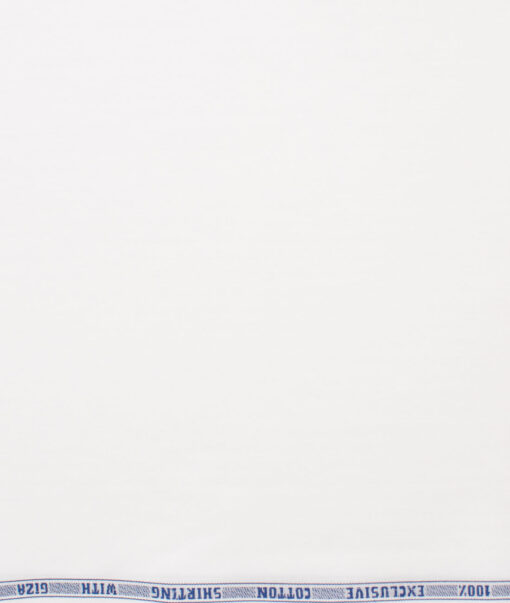 J.Hampstead Men's Giza Cotton Striped  Unstitched Shirting Fabric (White)