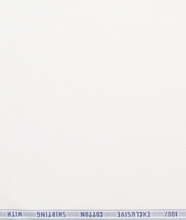 J.Hampstead Men's Giza Cotton Structured  Unstitched Shirting Fabric (White)