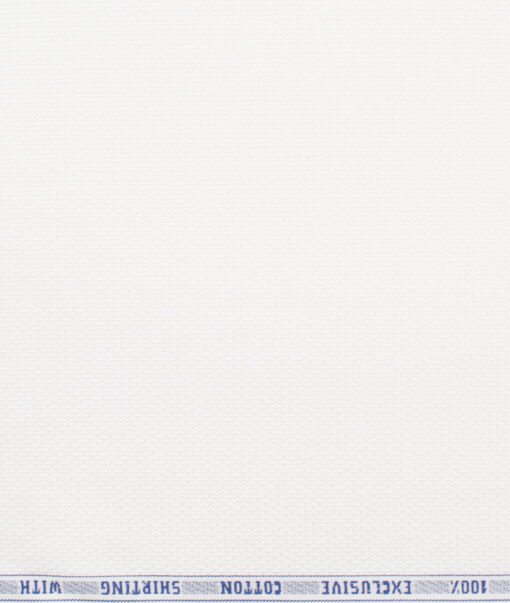 J.Hampstead Men's Giza Cotton Structured  Unstitched Shirting Fabric (White)